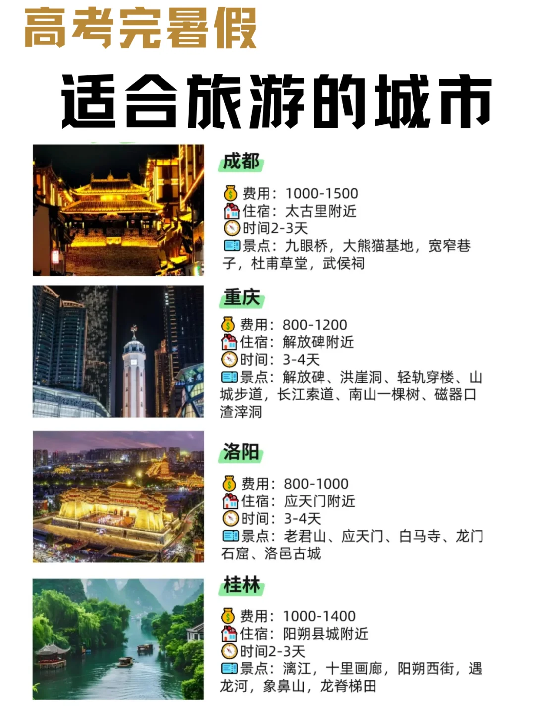 高考完的暑假❗去哪里旅游？？