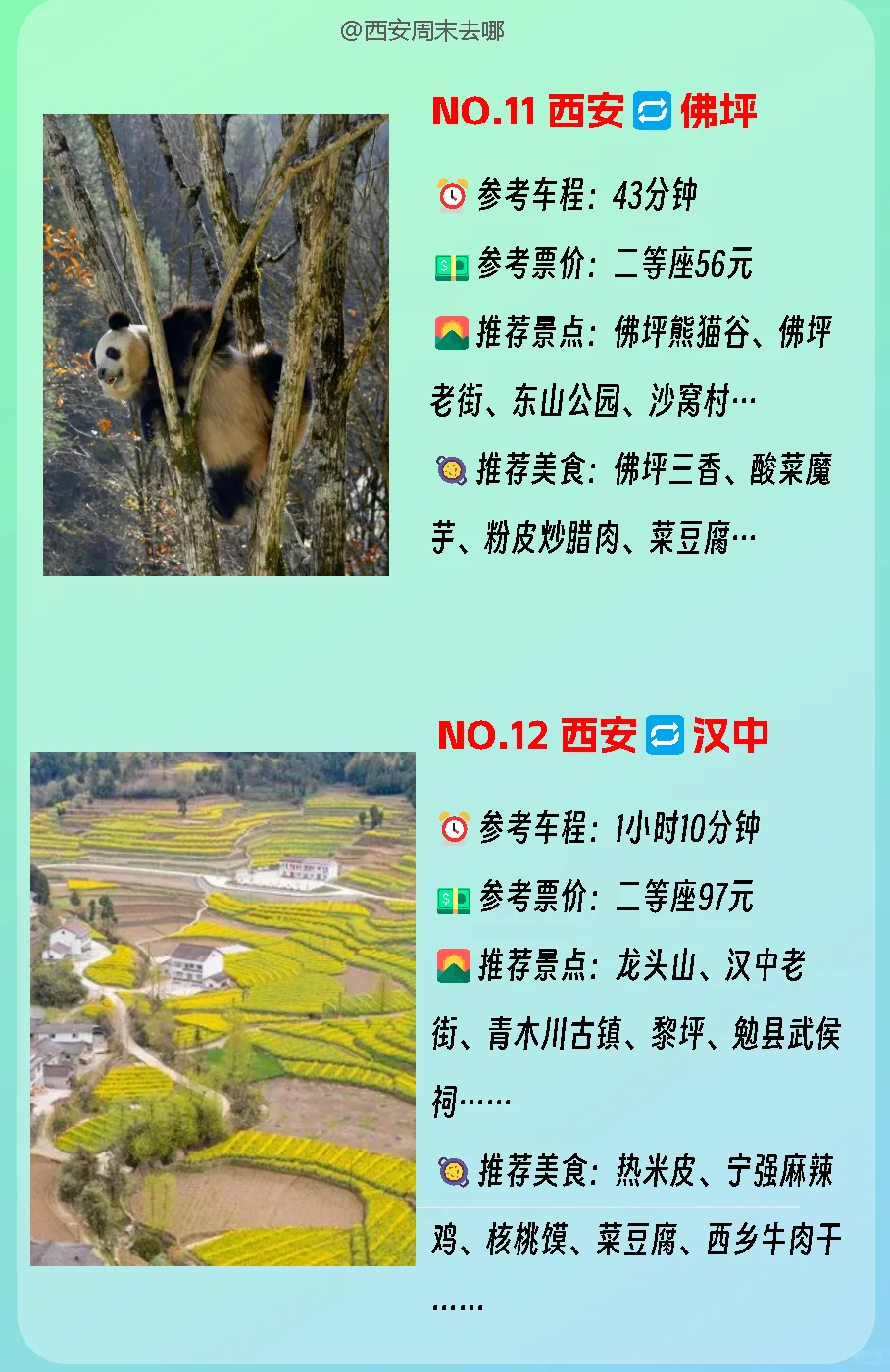 西安出发🚆高铁2h内直达的13个城市