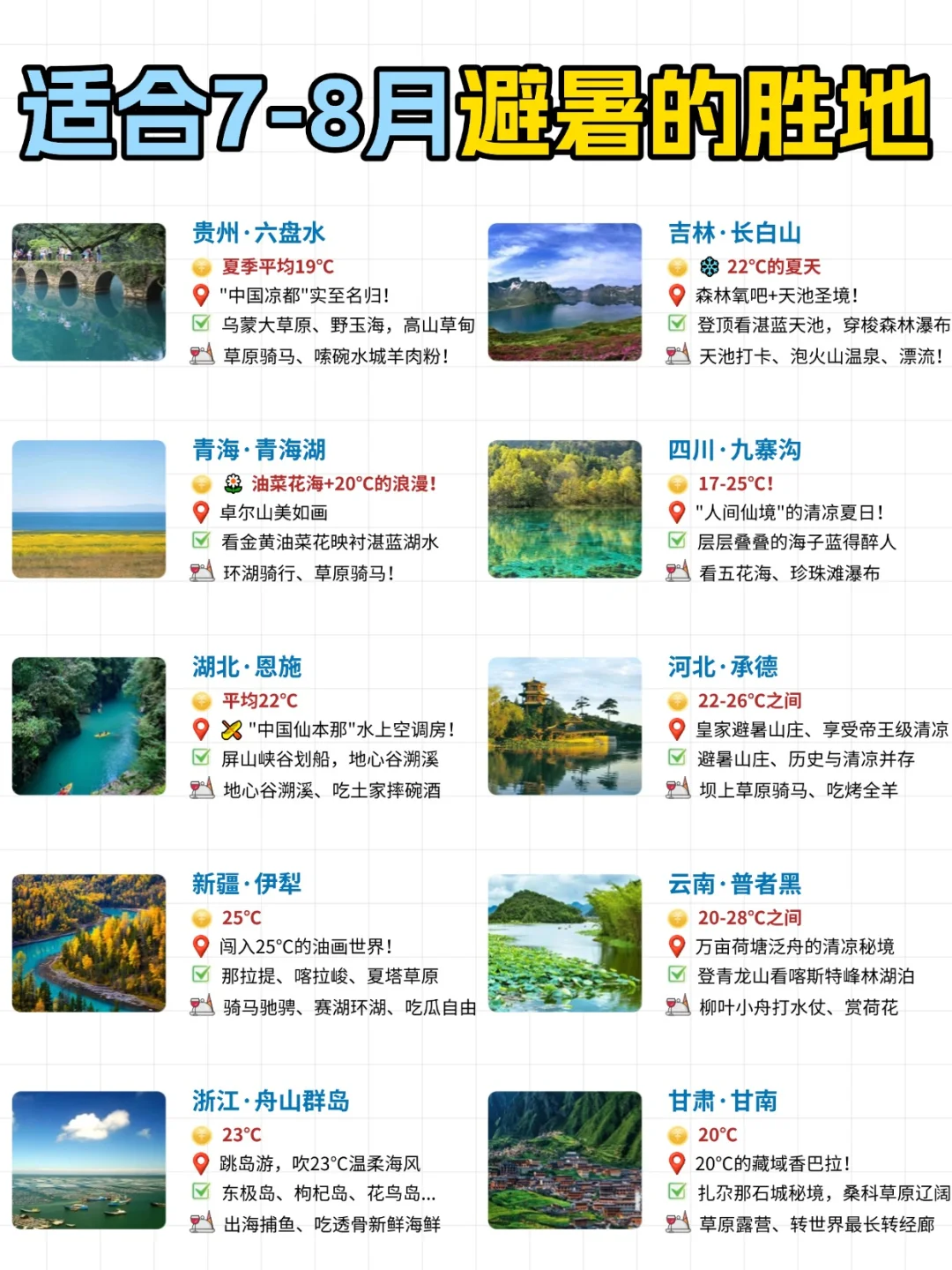 7-8月国内10个神仙避暑地，25℃夏天太爽啦
