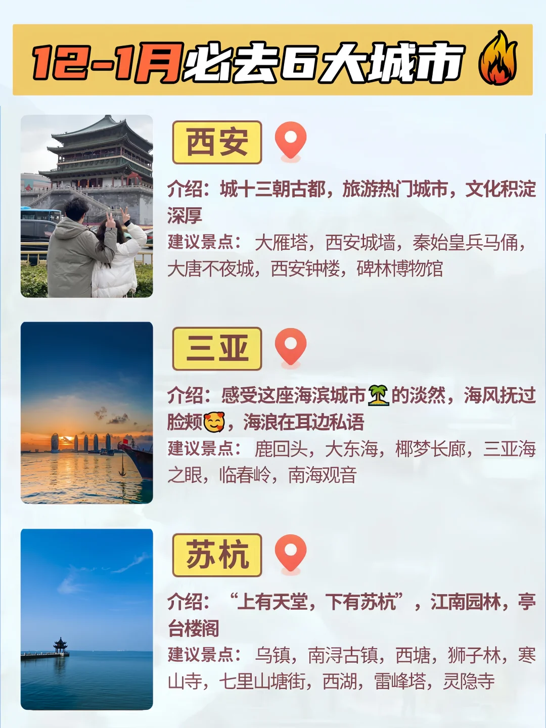 12月国内适合旅游的城市🔥（附景点地图🗺️)