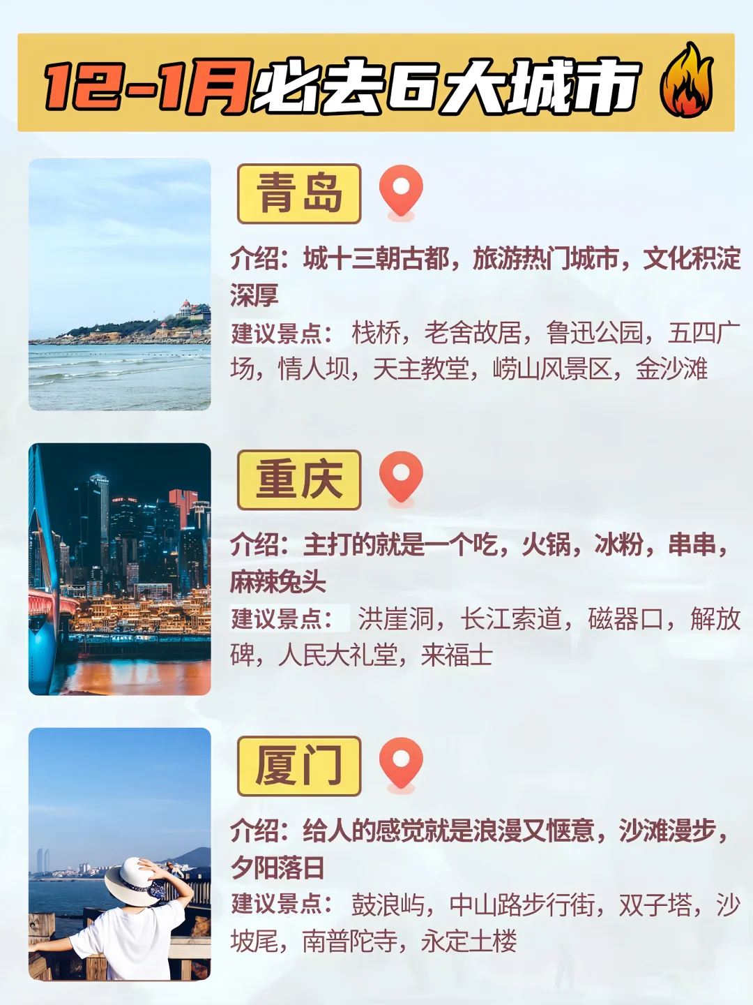 12月国内适合旅游的城市🔥（附景点地图🗺️)