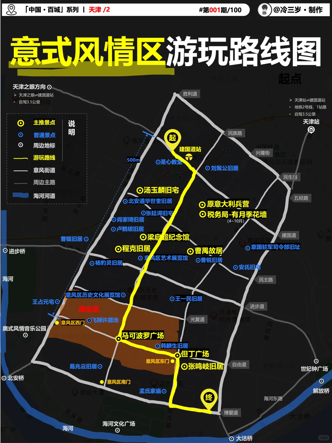 天津1~2日游，旅游景点路线图，一篇就够