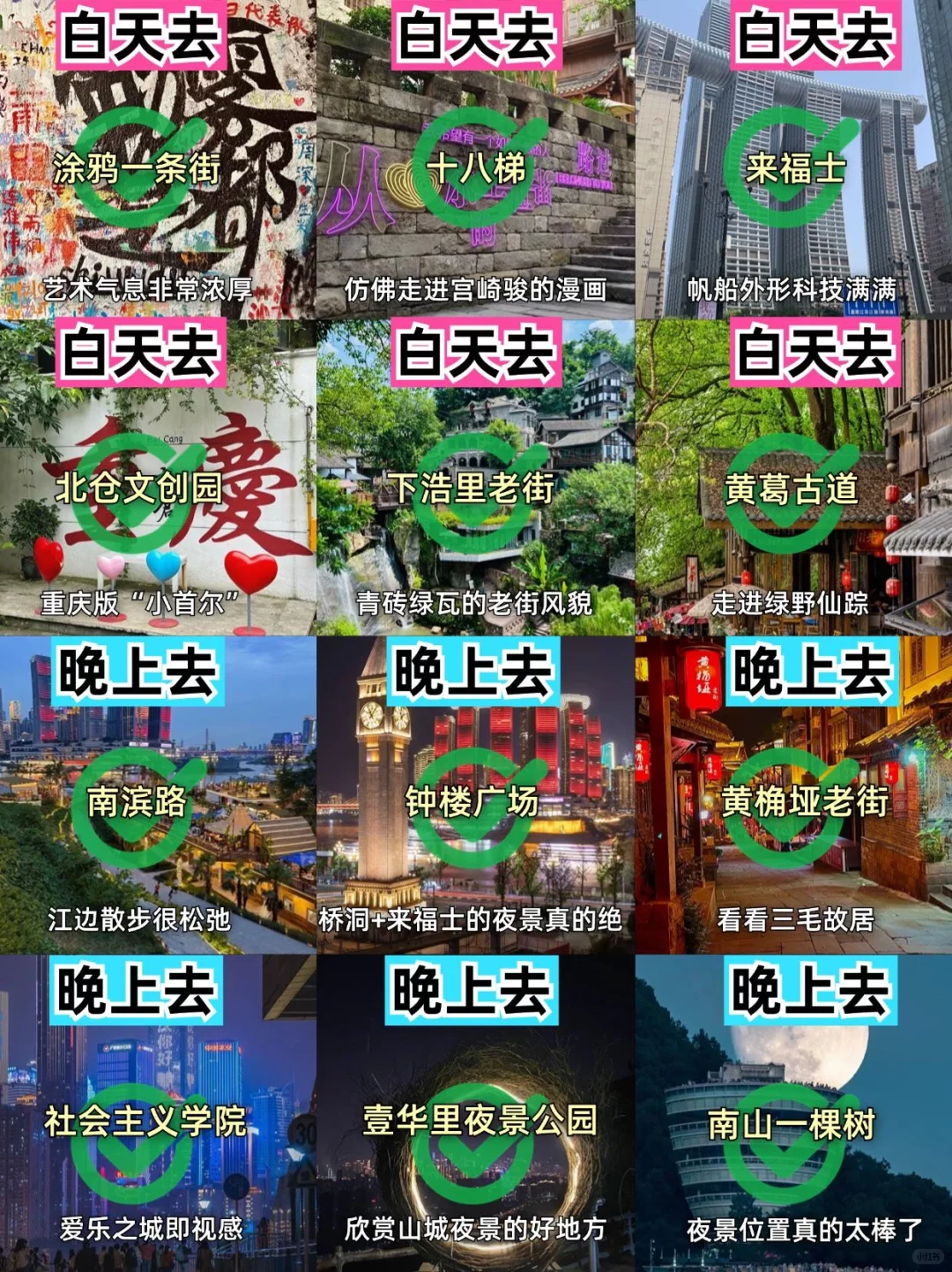 重庆本地人推荐👍热门景点白天去🆚晚上