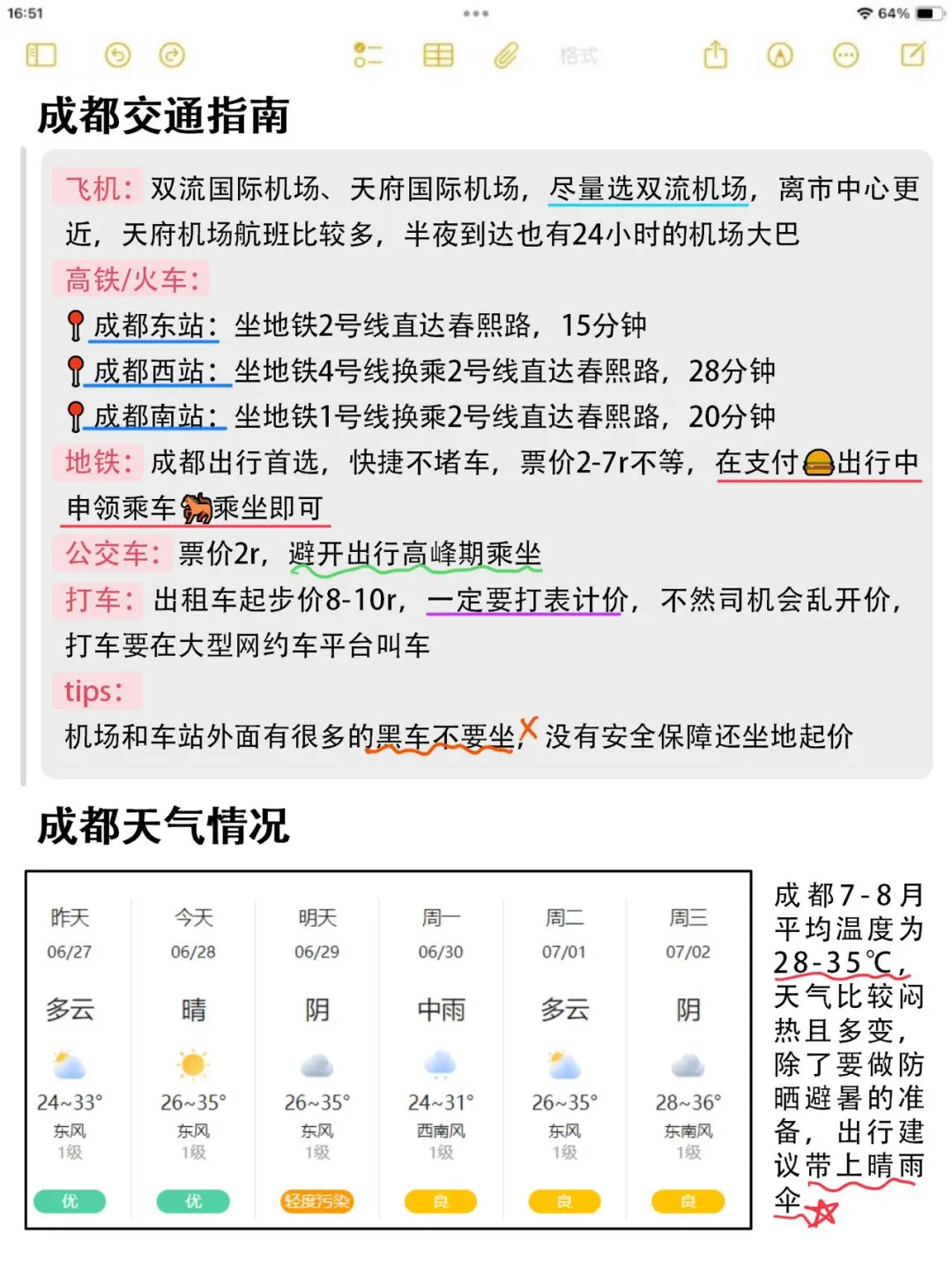 本人做的成都旅游攻略已经next level了