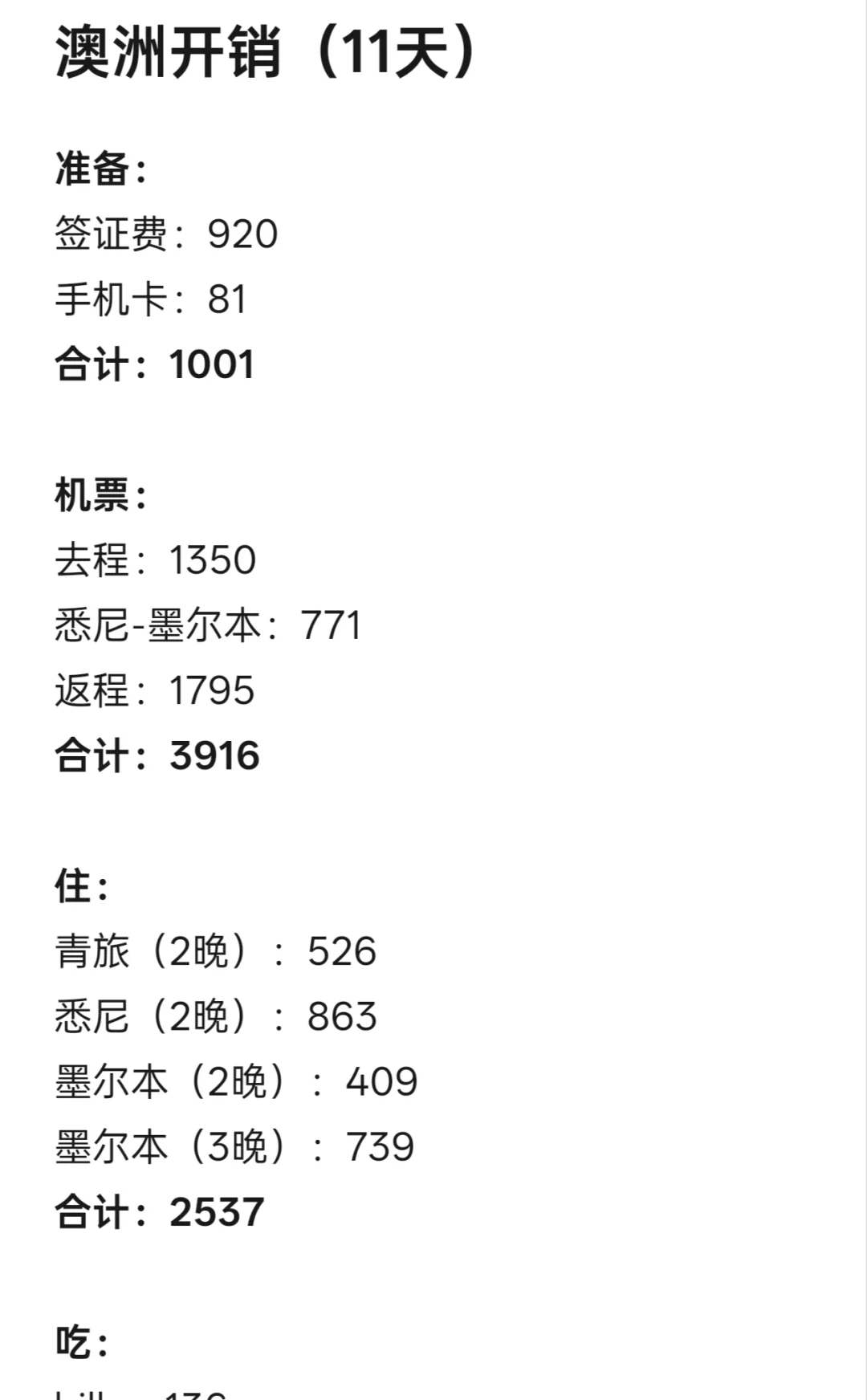 学生勇闯澳洲旅行 10天开销清单