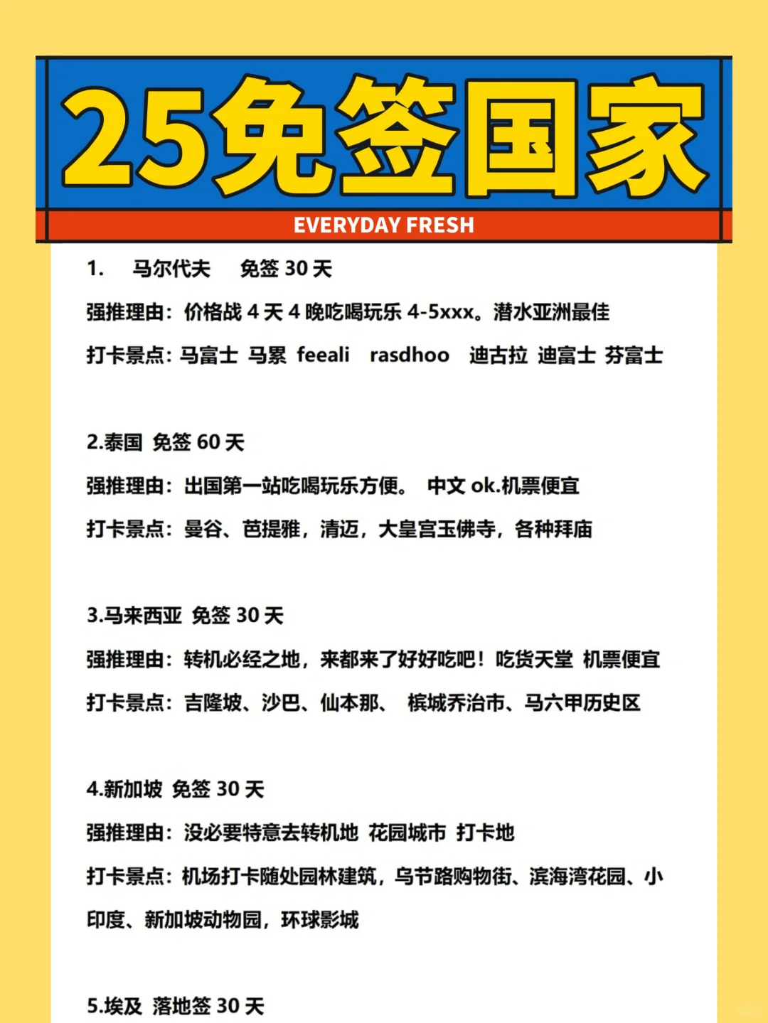 2025免签必去20个国家
