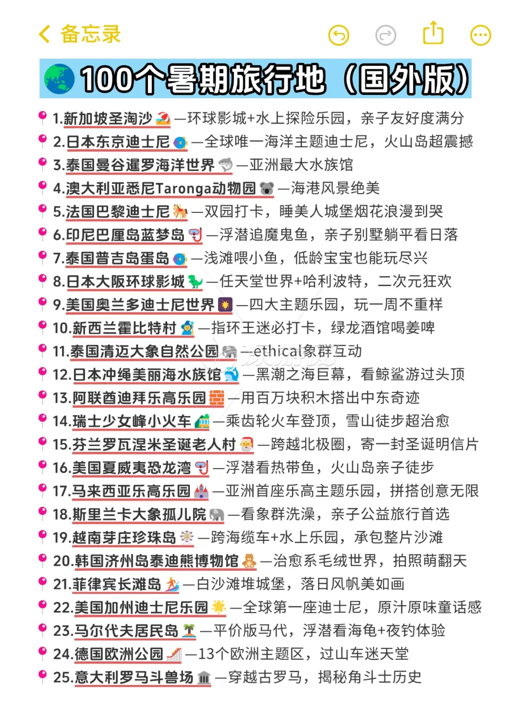 全球旅行清单！这100个去完直接封神🏆