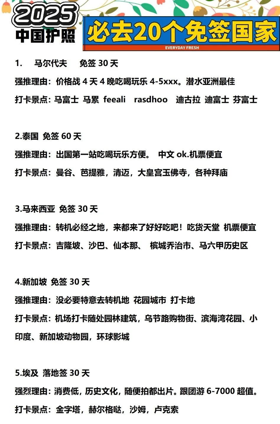 2025免签必去20个国家