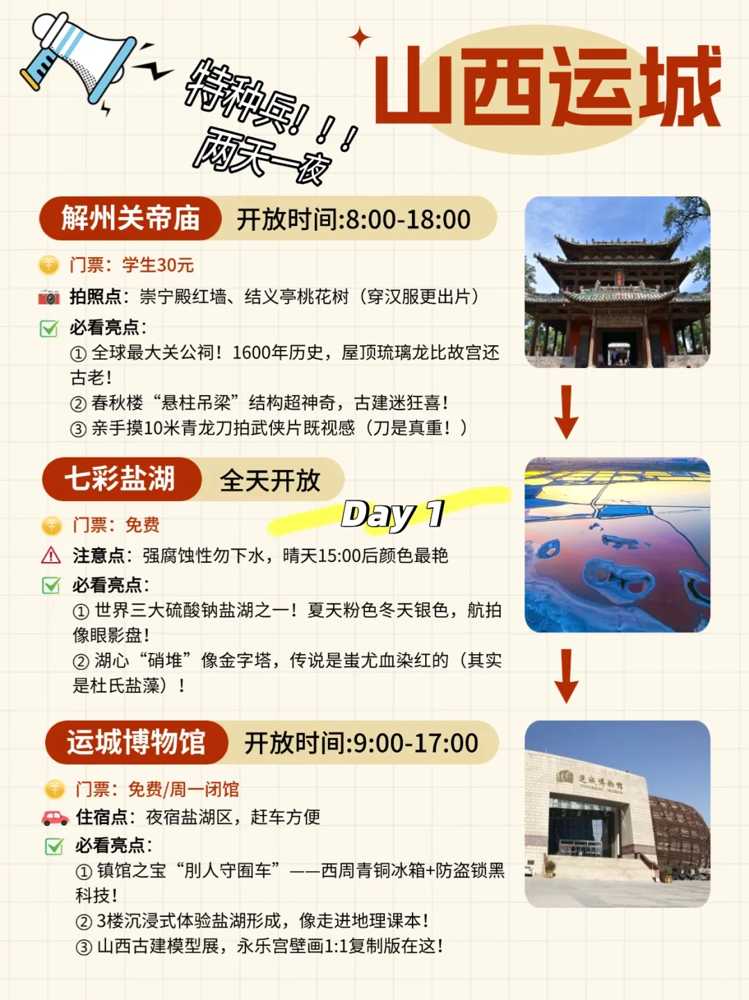 山西运城2天1夜特种兵游|主打不绕路!