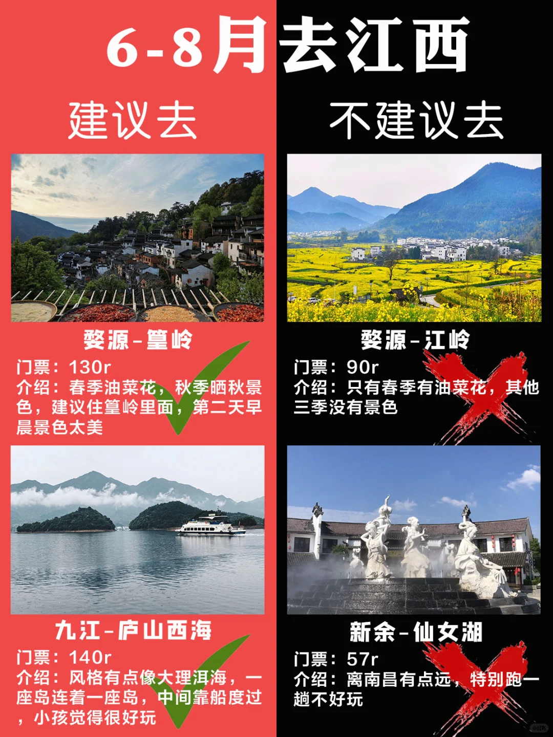 亲测‼️6-8月江西景点旅游攻略，快🐴住