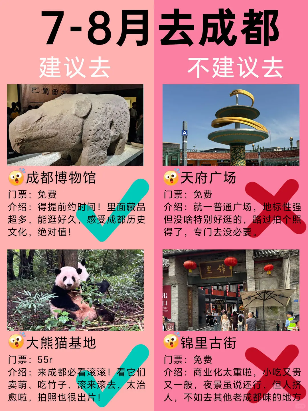 成都景点红黑榜 🌸建议去 VS 不建议去