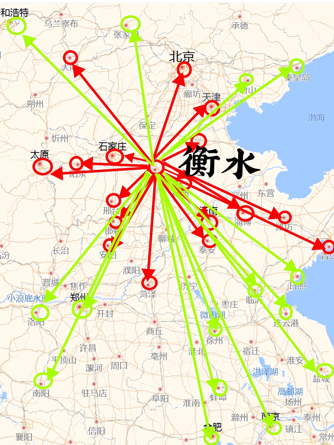 衡水200左右直达城市（周边游）