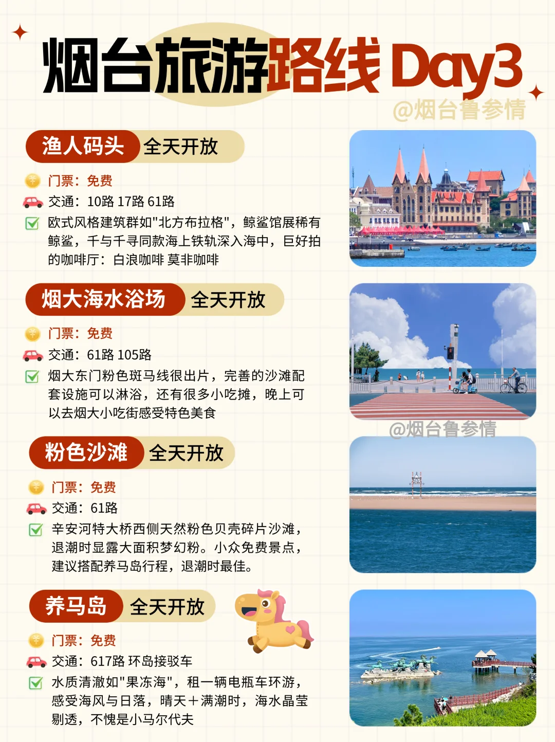 J人熬夜画的烟台旅游路线图｜直接抄作业！