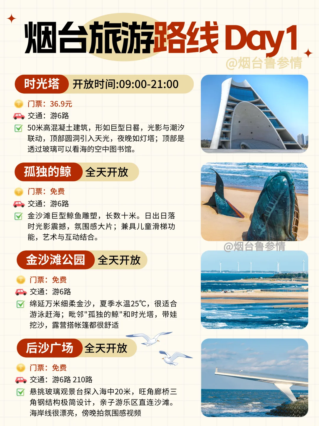 J人熬夜画的烟台旅游路线图｜直接抄作业！