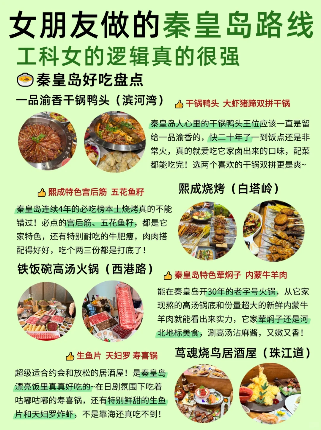 女朋友做的秦皇岛路线~工科女的逻辑就是强