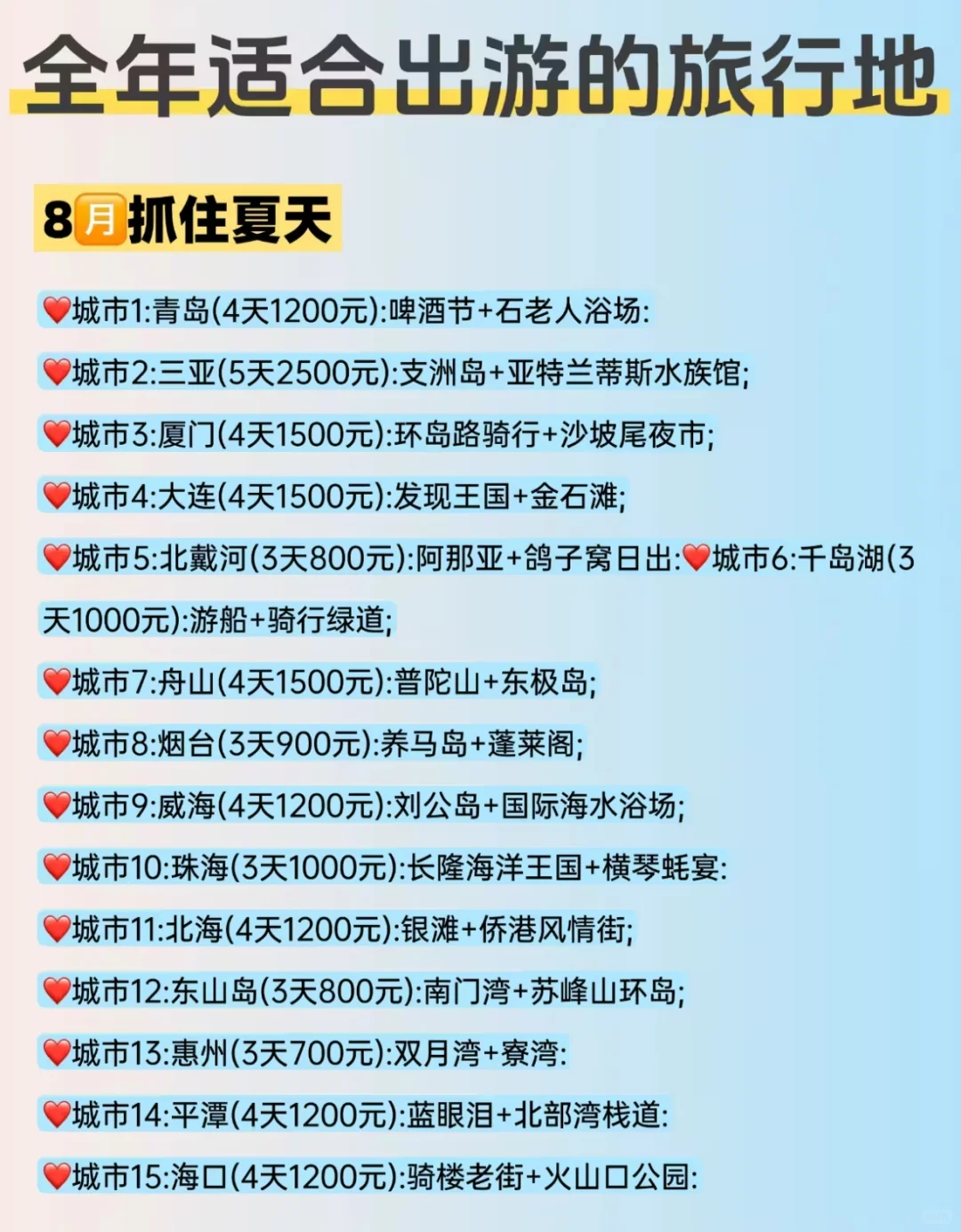 全年旅行地合集|每月都有适配目的地