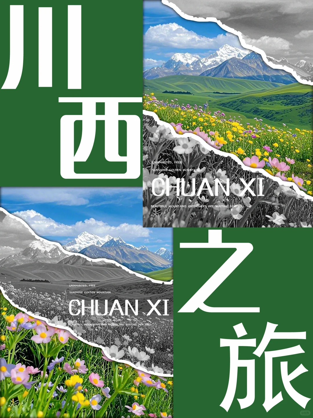 旅游海报 | 川西 | 撕纸效果
