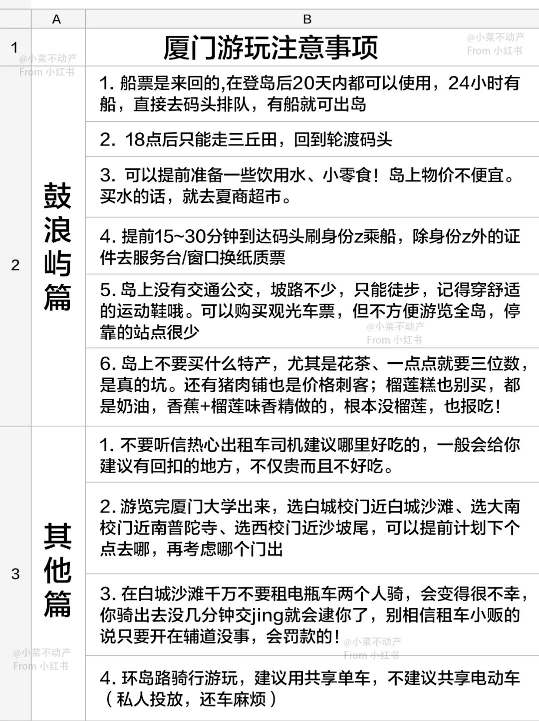 男朋友做的厦门旅游攻略已经next level了…