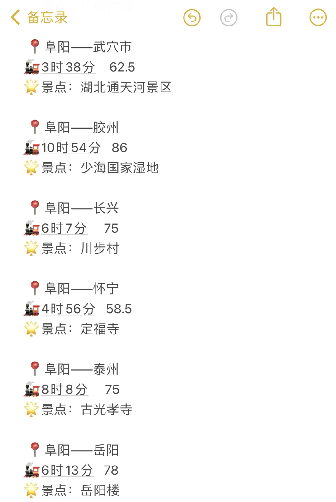 阜阳出发100以内直达城市（周边游）更全版