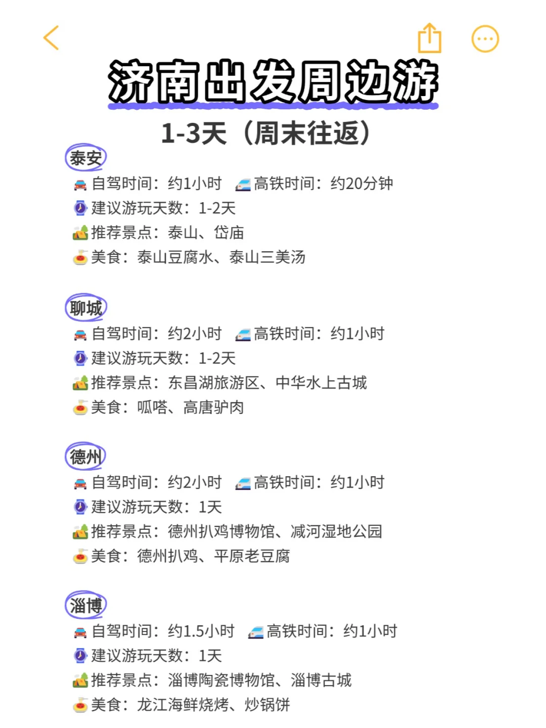 济南周边游，周末小长假旅游目的地