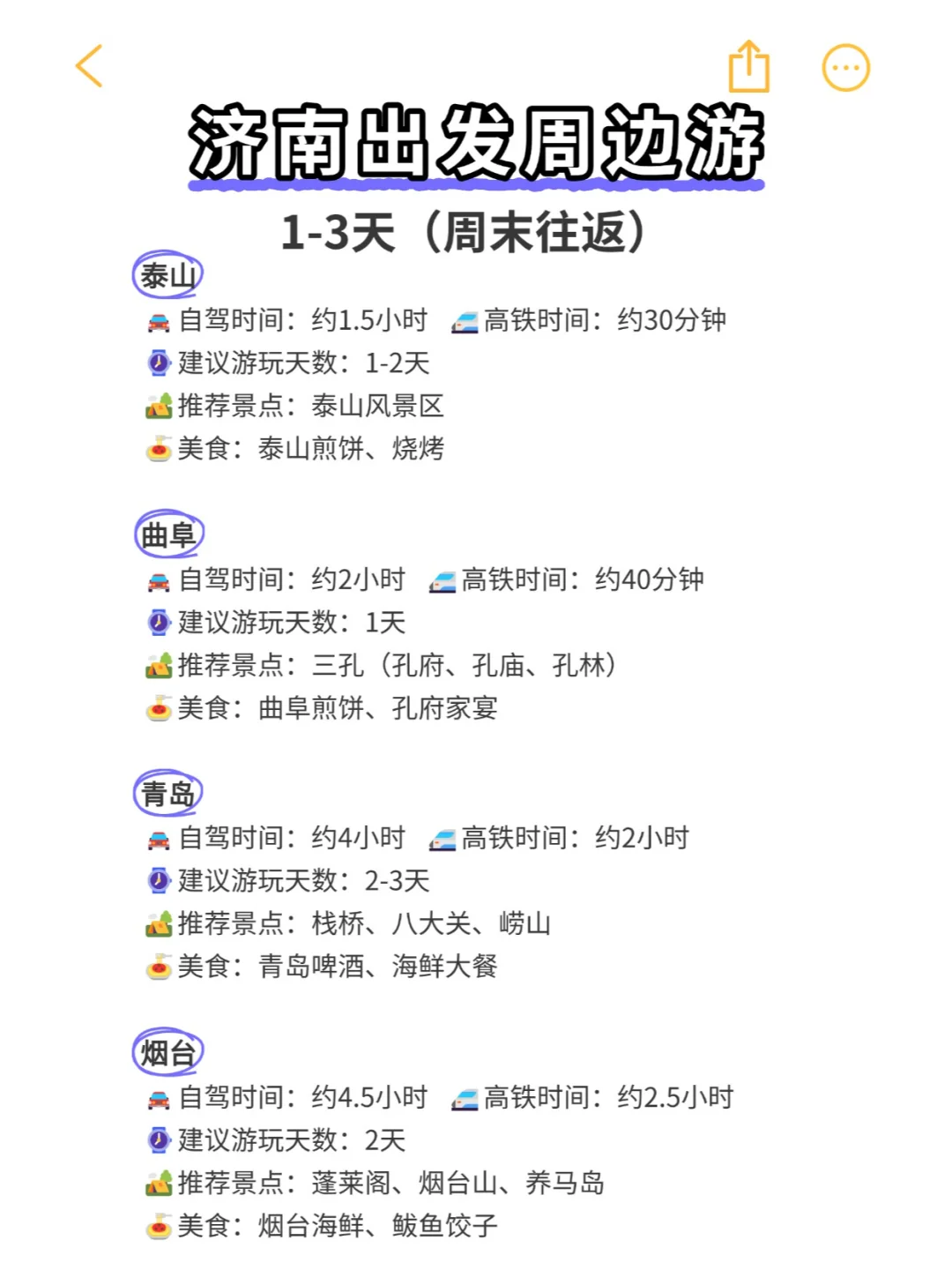 济南周边游，周末小长假旅游目的地