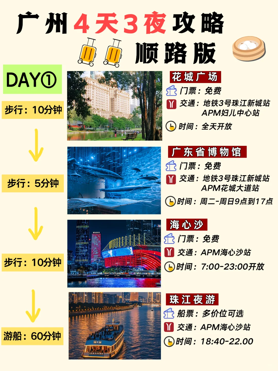 广州4天3晚游玩路线✅顺路不踩雷攻略码住