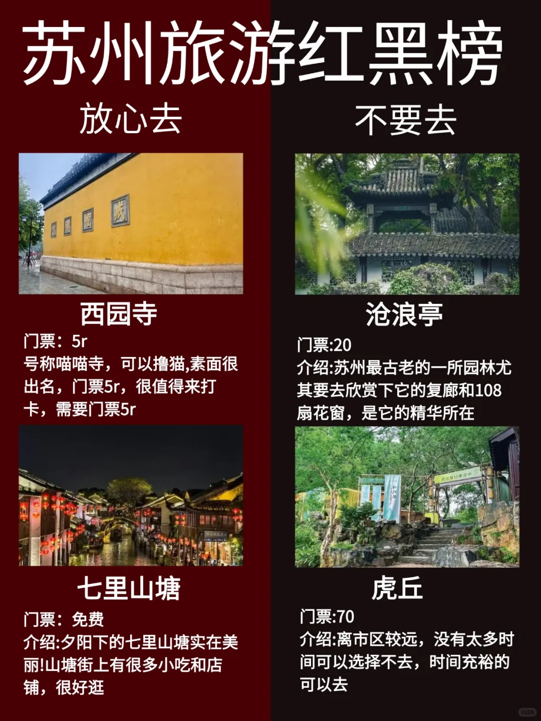 苏州7-9月景点红黑榜📍建议去🆚不建议去