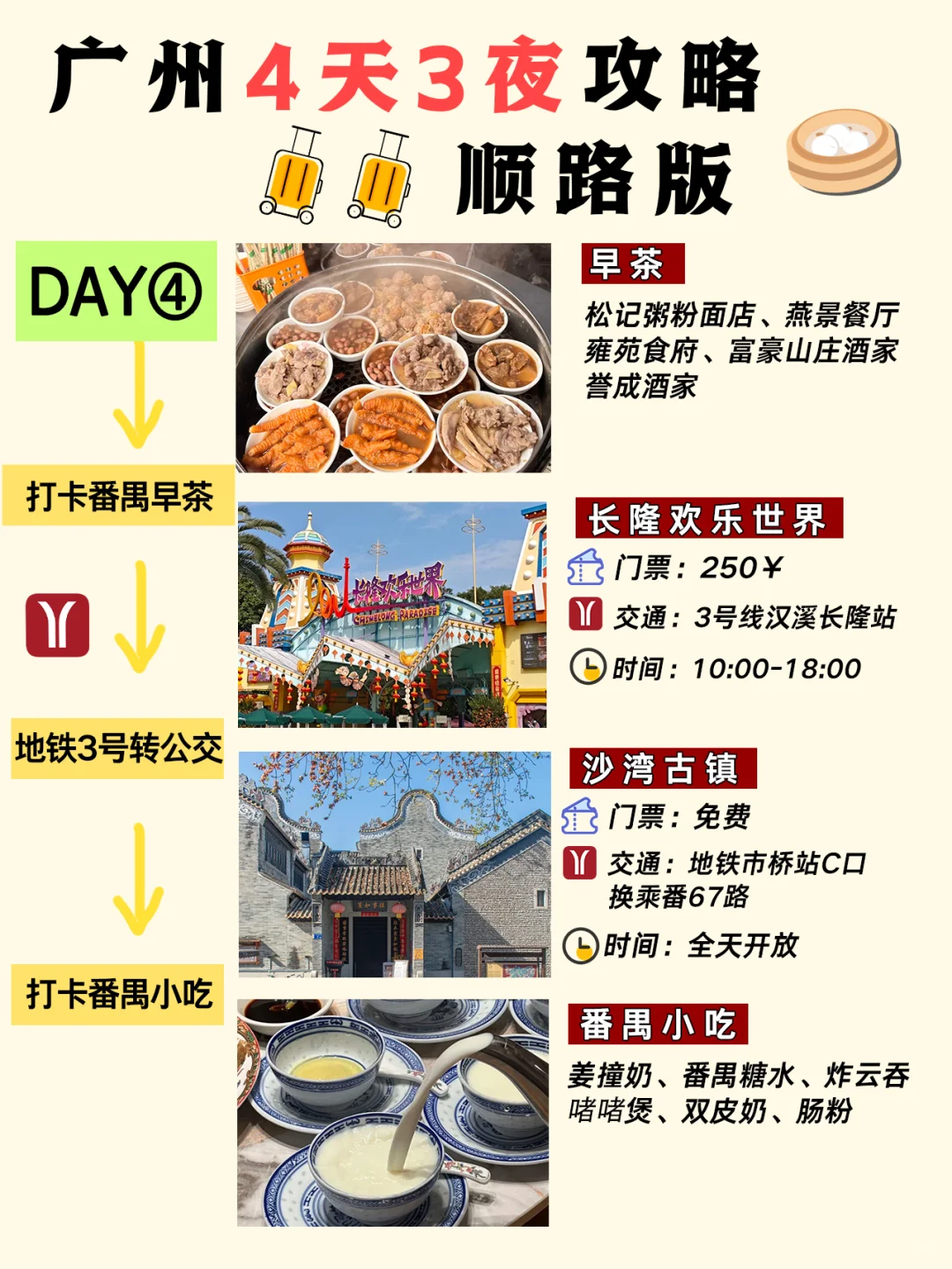广州4天3晚游玩路线✅顺路不踩雷攻略码住