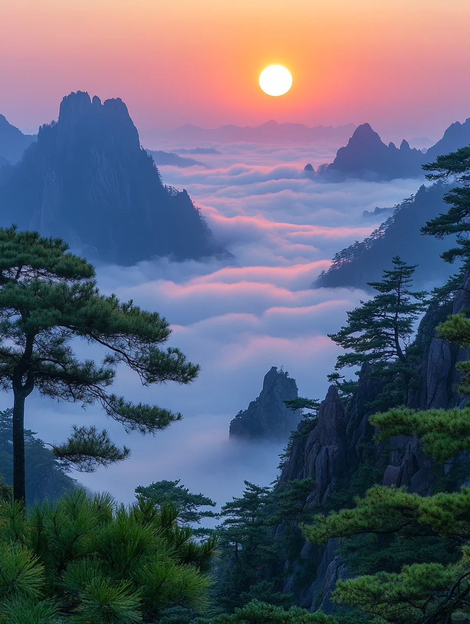 站在黄山之巅，迎接破晓的光辉