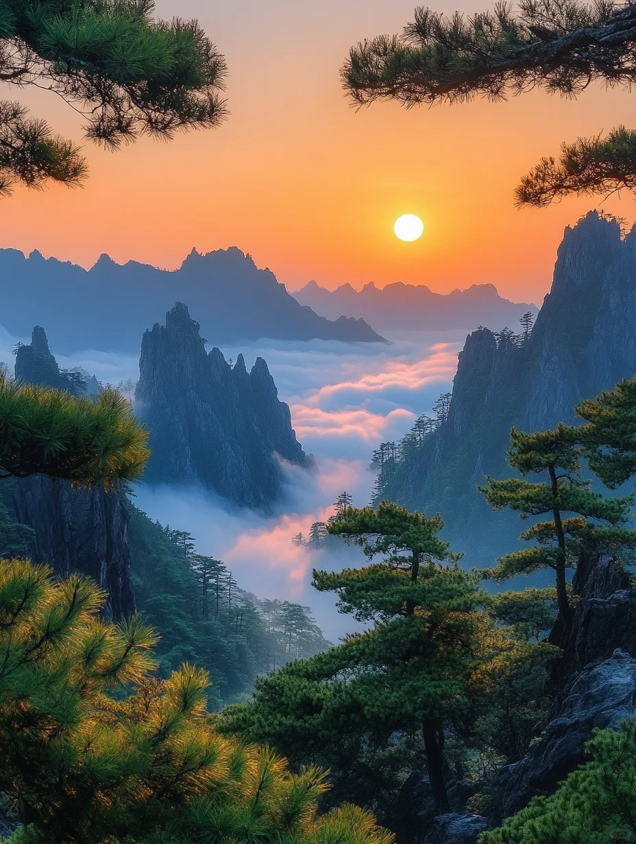 站在黄山之巅，迎接破晓的光辉