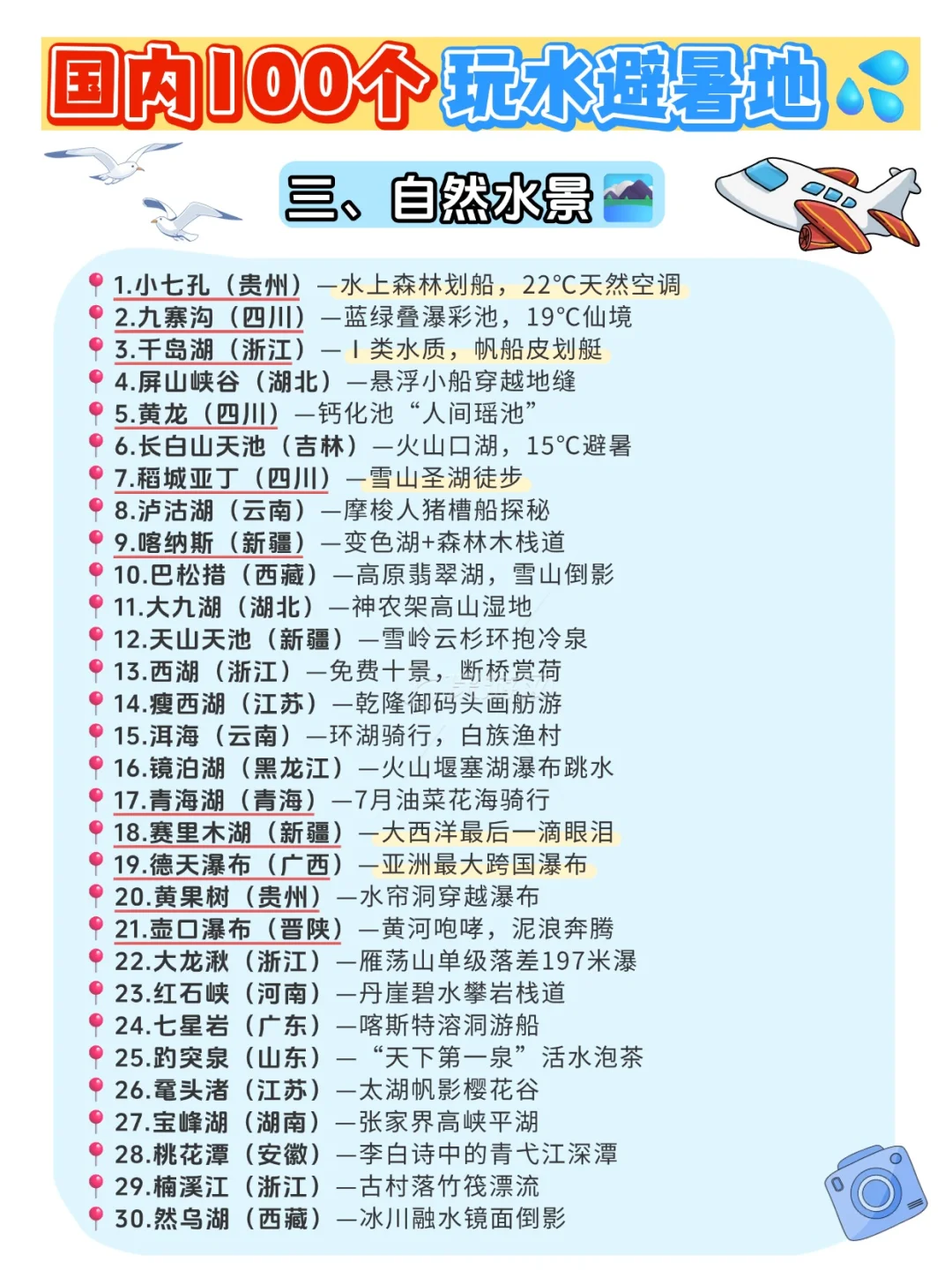 避暑旅行丨全国100+个玩水好去处合集🔆