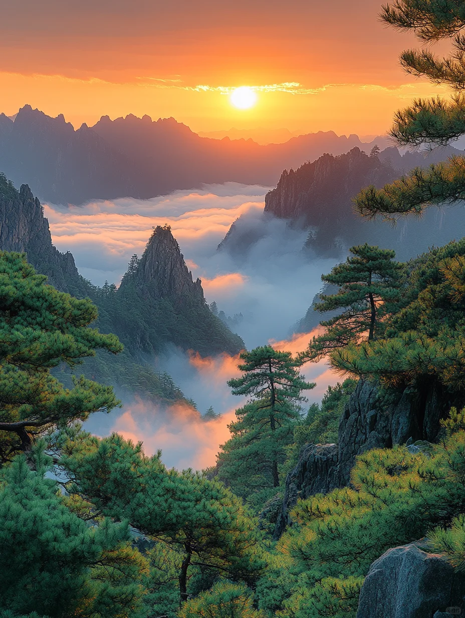 站在黄山之巅，迎接破晓的光辉