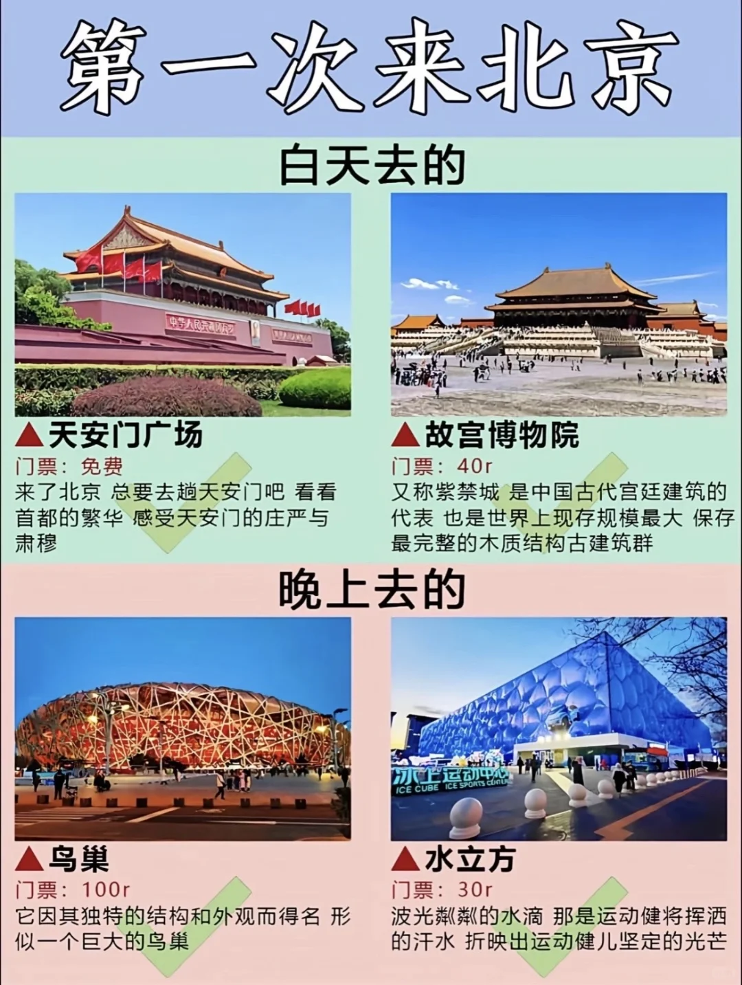 第一次来北京必看‼️白天Vs夜晚景点大全～