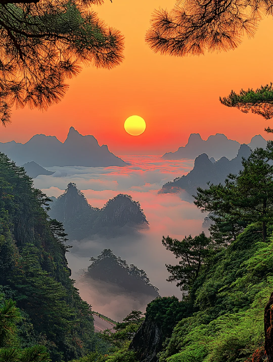 站在黄山之巅，迎接破晓的光辉