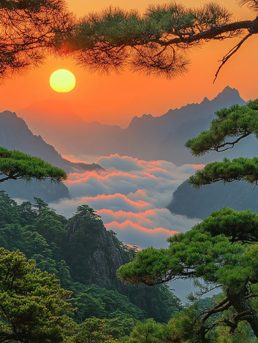 站在黄山之巅，迎接破晓的光辉