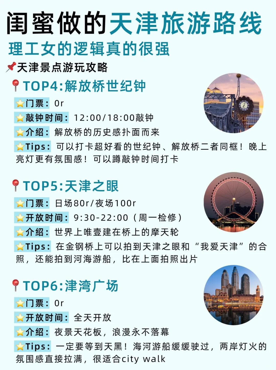 闺蜜做的天津旅游路线👭逻辑性真的很强