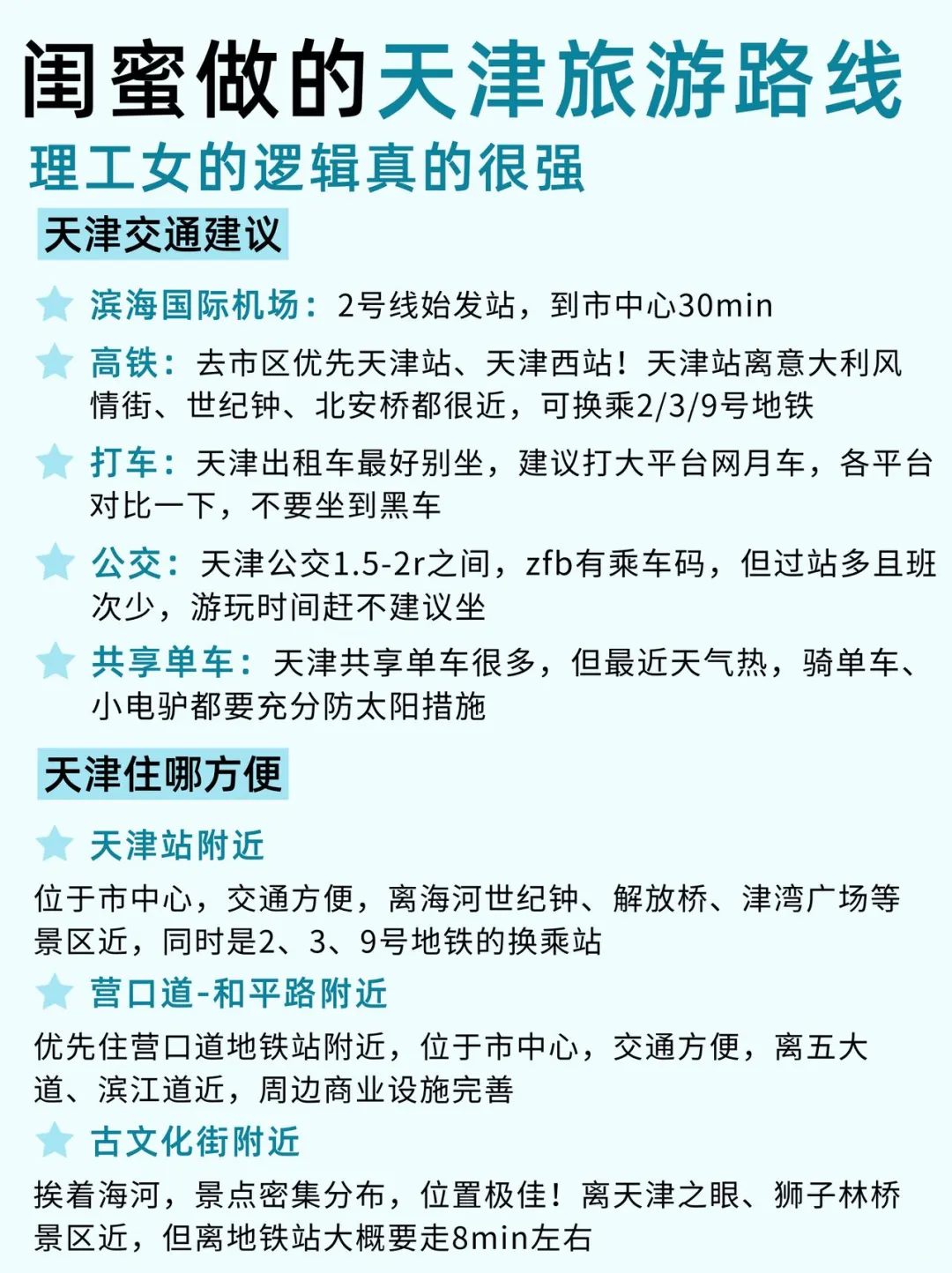 闺蜜做的天津旅游路线👭逻辑性真的很强