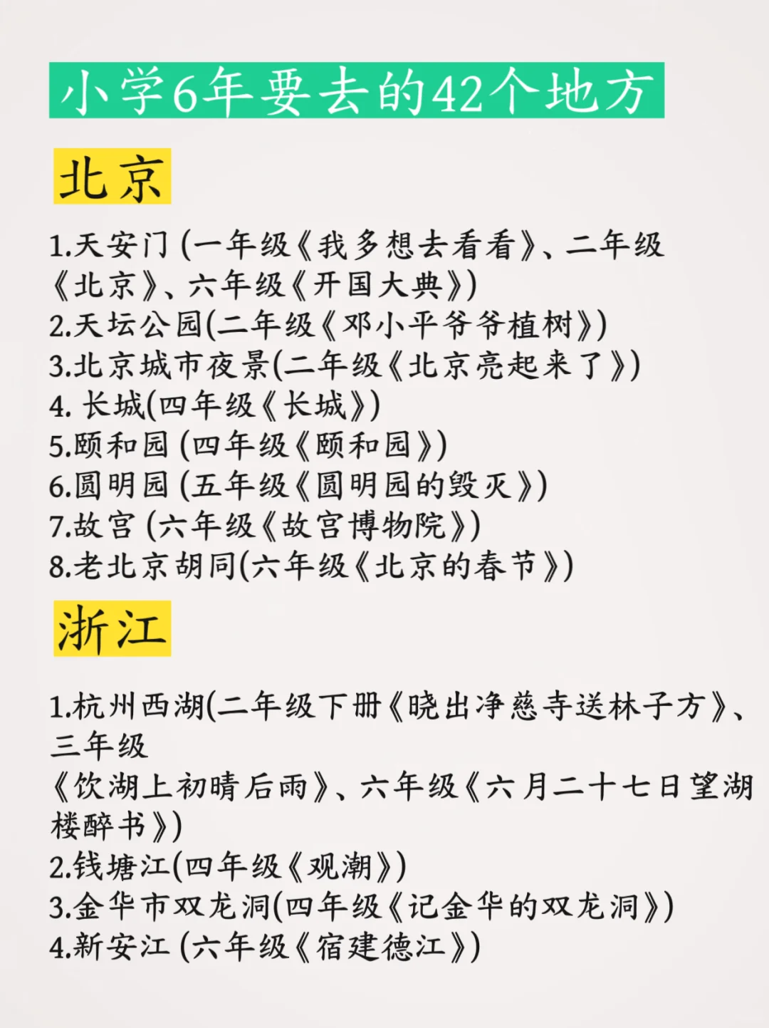 跟着课本去旅行 |小学6年要去的42个地方