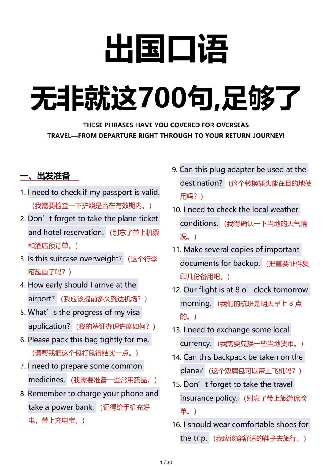 旅游英语，真的很恶心 反反复复就这700句