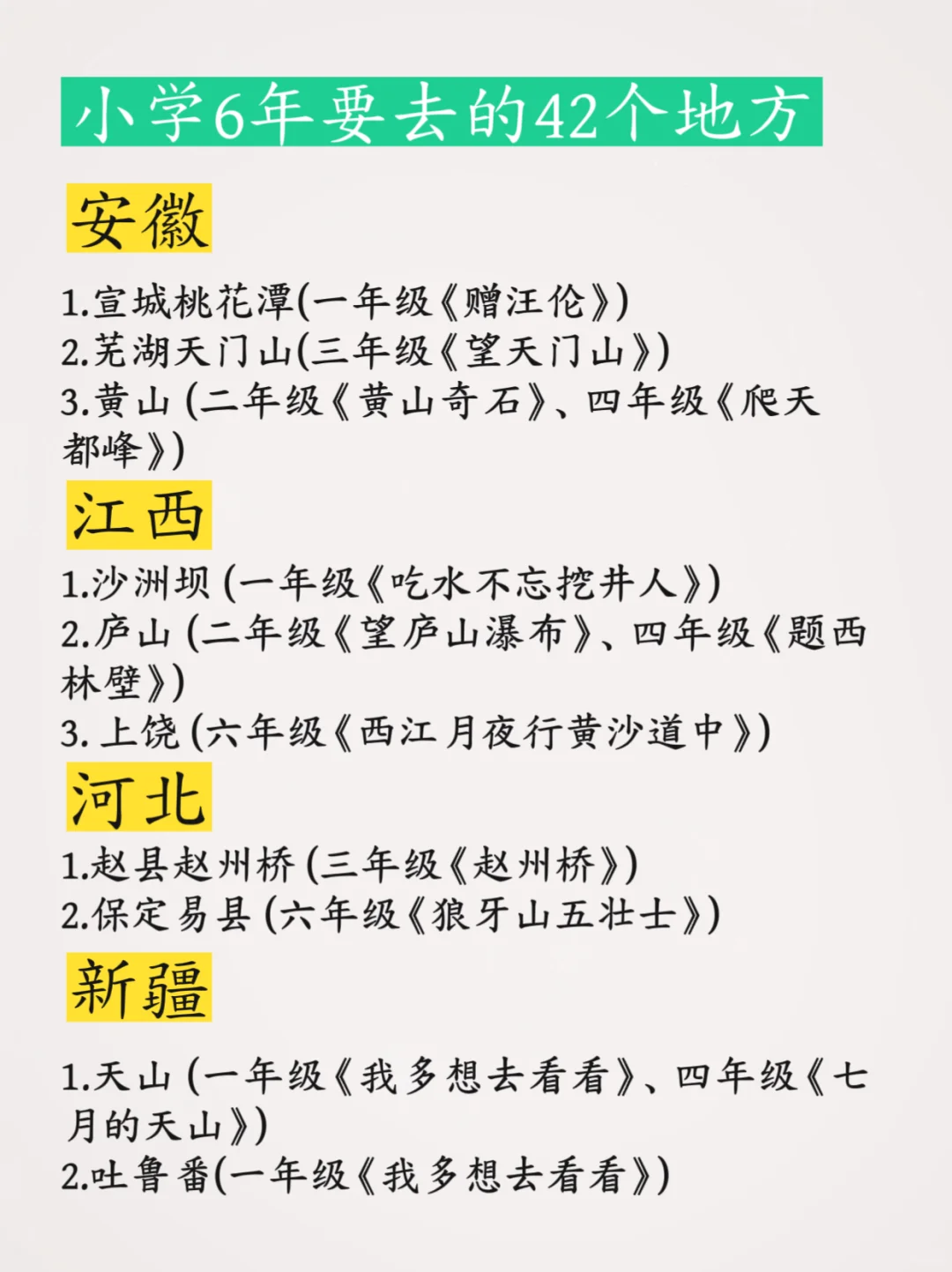 跟着课本去旅行 |小学6年要去的42个地方