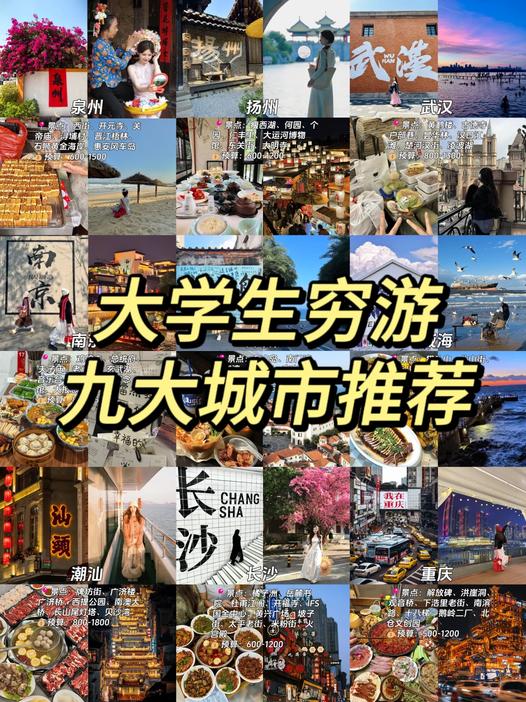 五一假期🚞适合大学生穷游的九大城市🔥