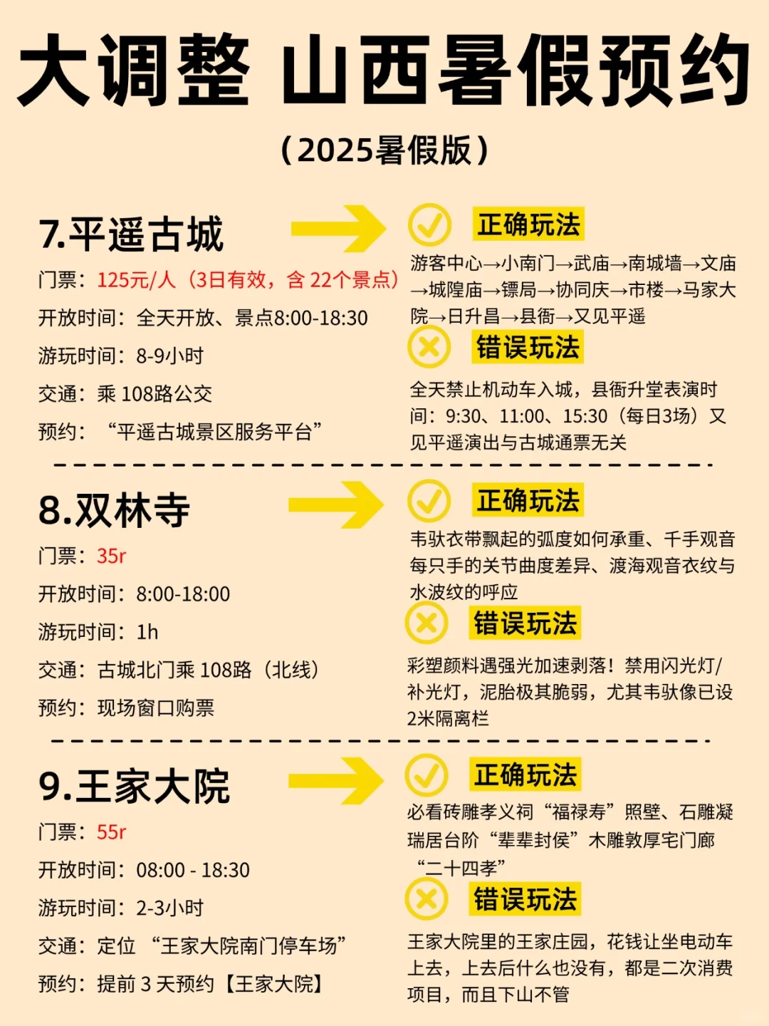 大调整 山西暑假预约(2025暑假版)