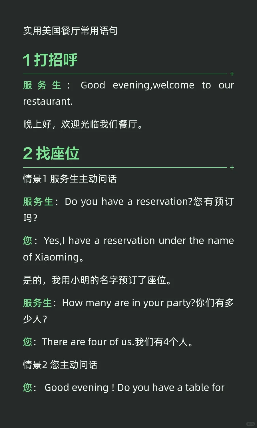 出国旅游，到餐厅不知道该怎么说，看过来