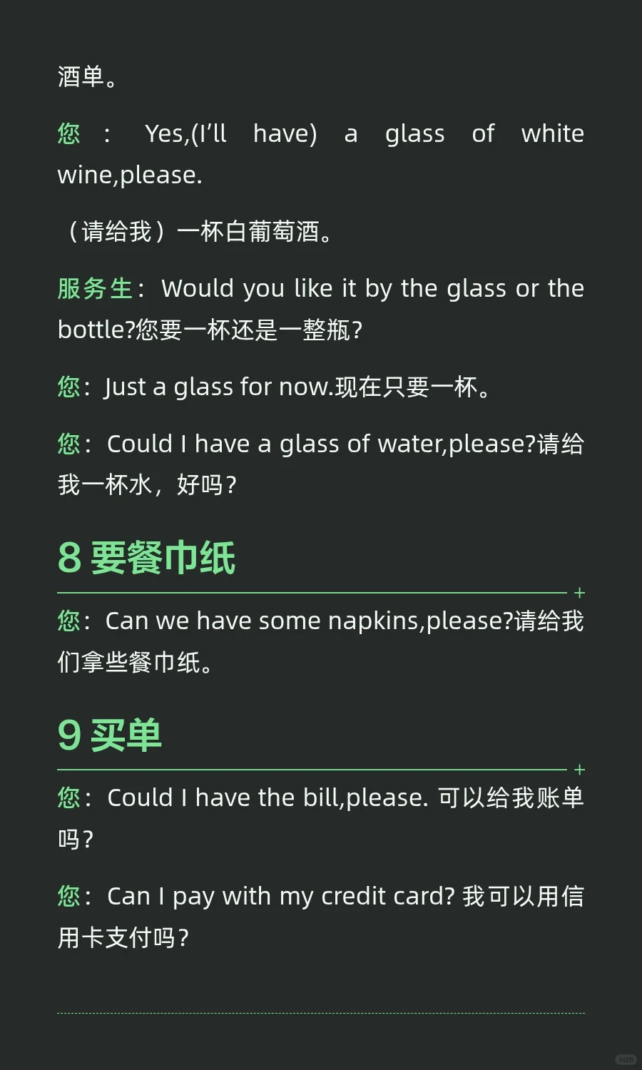 出国旅游，到餐厅不知道该怎么说，看过来