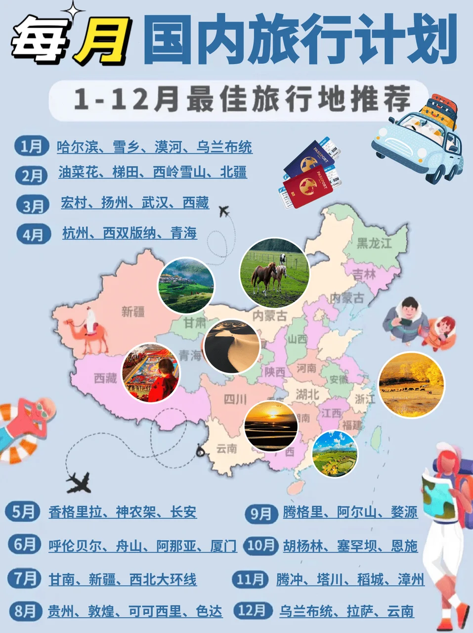 国内每月适合去哪玩❓地图攻略!年年都能用!