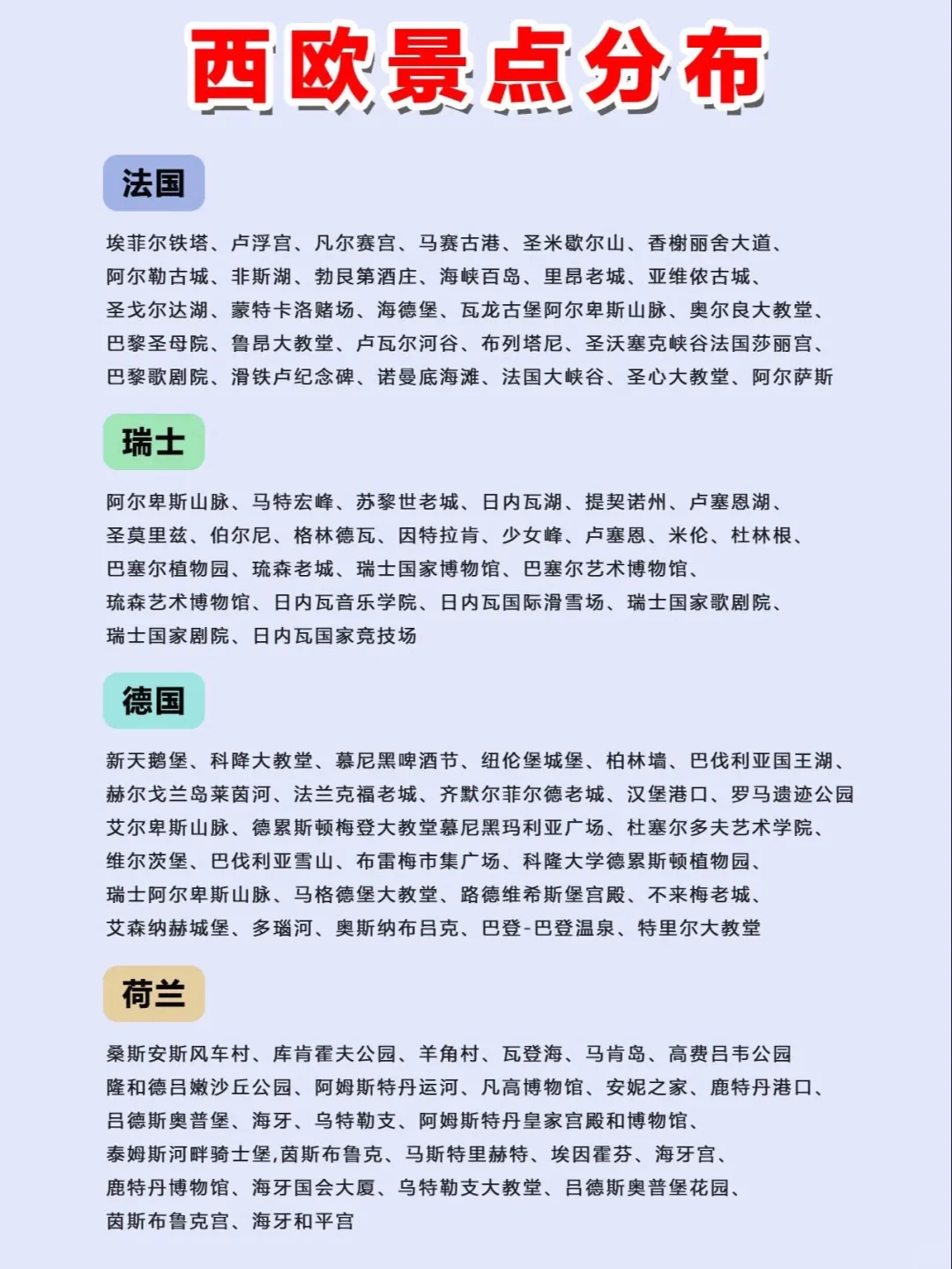 欧洲景点和路线看这篇就够了