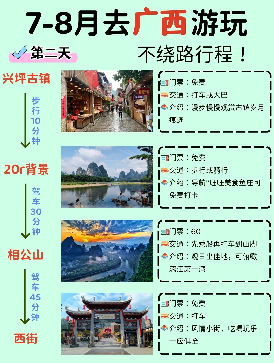 7-8月暑假去广西旅游，千万别把顺序搞反了