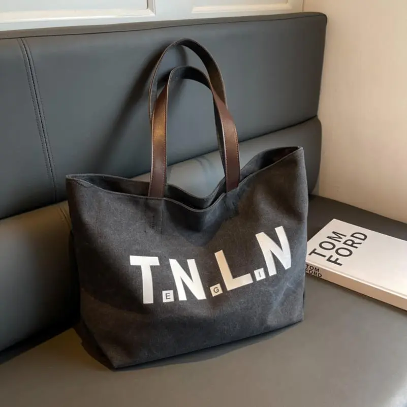 休闲大容量帆布包包女2025新款潮时尚单