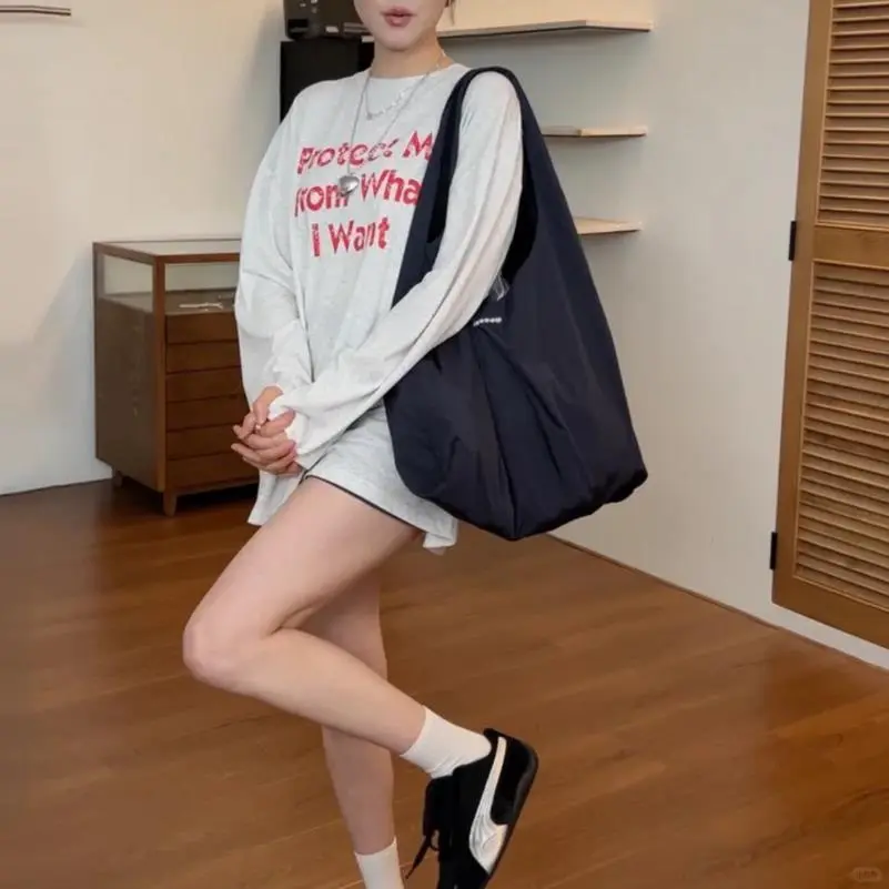 2025新款韩系大容量购物袋慵懒风简约百