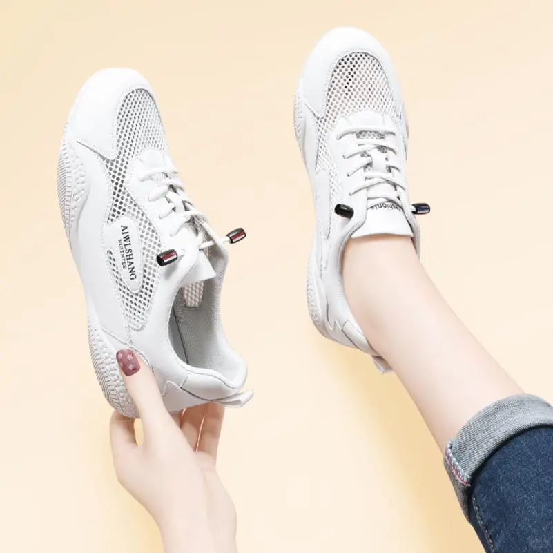 真皮小白鞋女2025新款夏季薄款网面透气